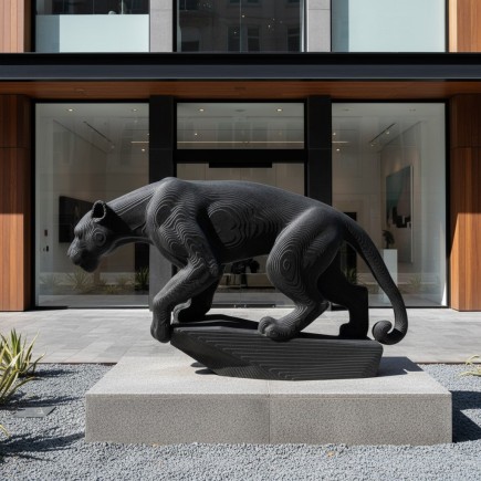 "Bagheera" Statue panthère noire sur rocher